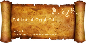 Mahler Árpád névjegykártya