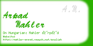 arpad mahler business card